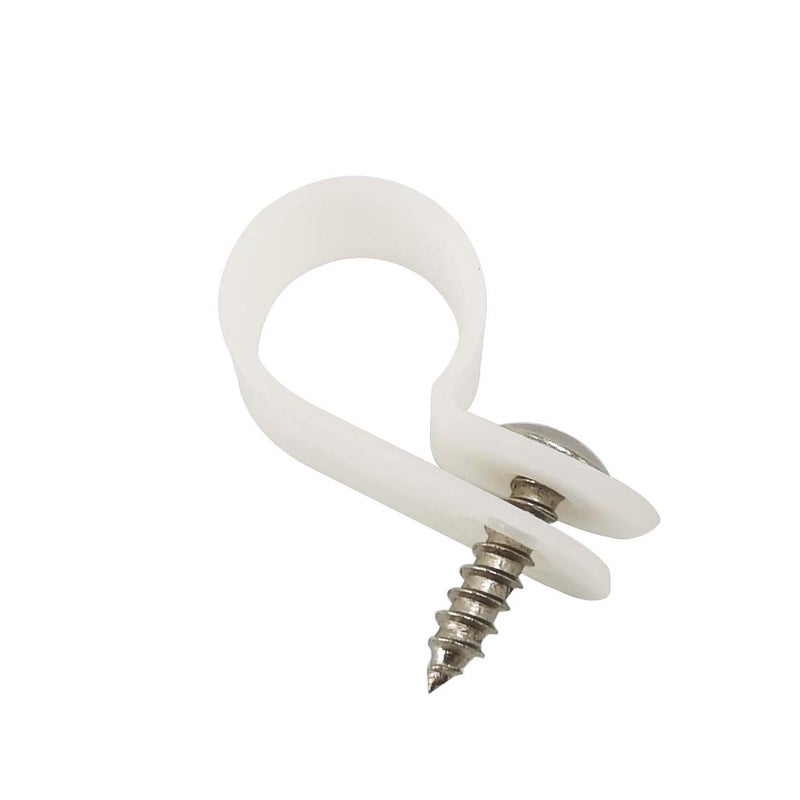 Alamic Cable Clamp R-Type Cable Clip Wire Clamp 1/2â€œ Nylon Screw Mounting Cord Fastener Clips with Screws for Wire Management - 50 Pcs Cable Clamps + 50 Pcs Screws, White - Image 5